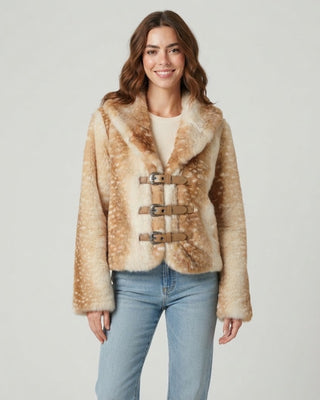 Buckled Faux Fur Jacket / Fawn