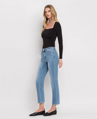 High Rise Crop Slim Straight Jeans /Perfect For Now
