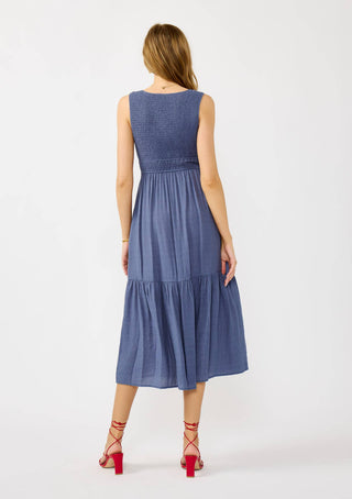 Flowy Tiered Midi Dress with Side Pockets