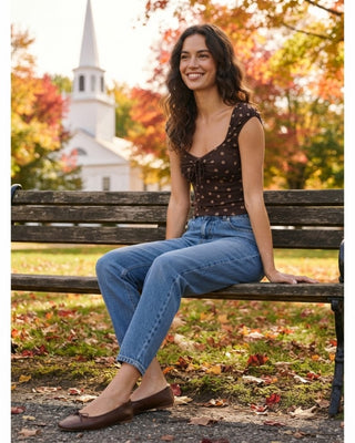 Maura Polka Dot Top / Dark Brown