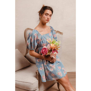 Floral Balloon Sleeve Dress