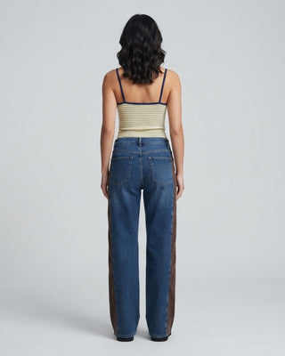 Marlie Corduroy Panel Wide Leg / Denim & Espresso