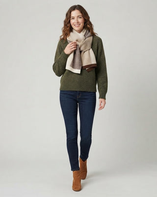 Colorblock Knit Scarf / Beige