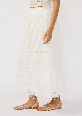Eyelet Hem Pintuck Skirt