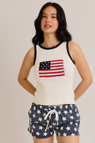 "USA FLAG" RIBBED SWEATER