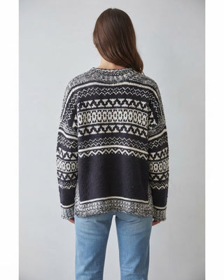 Drea Patterned Crewneck Sweater / Black White