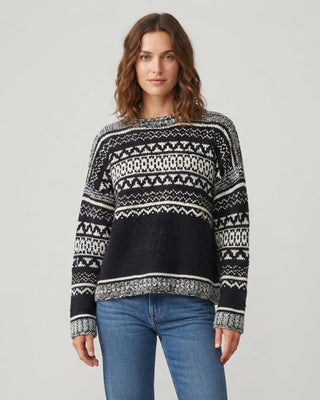 Drea Patterned Crewneck Sweater / Black White