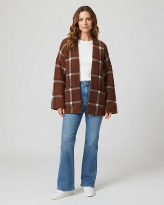 Larissa Plaid Knit Cardigan / Brown