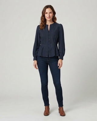 Eliza Peplum Top / Slate Navy