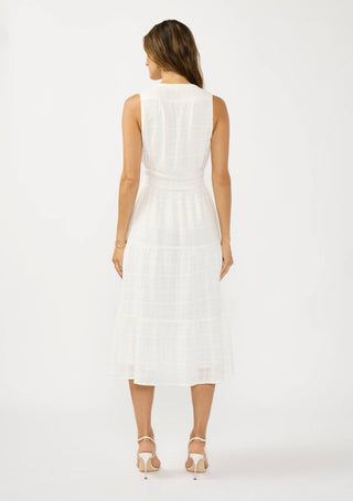 V-Split Neck Tiered Midi Dress with Pockets
