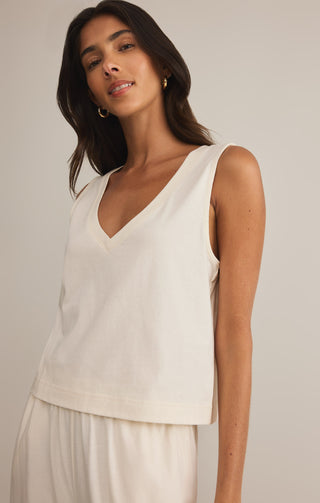 Sloane V-Neck Top / Sea Salt