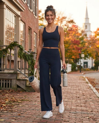 High Waist Wide Leg Pants / Dark Navy