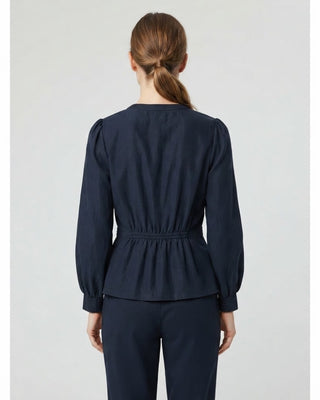 Eliza Peplum Top / Slate Navy
