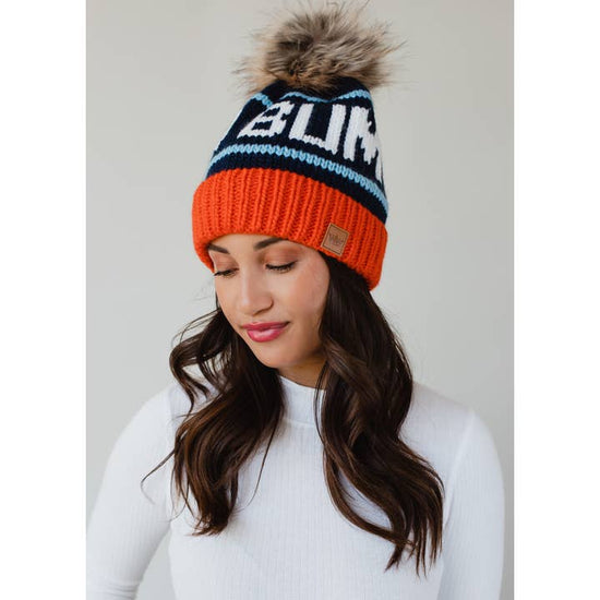 Orange, Navy & Light Blue Bum Pom Hate