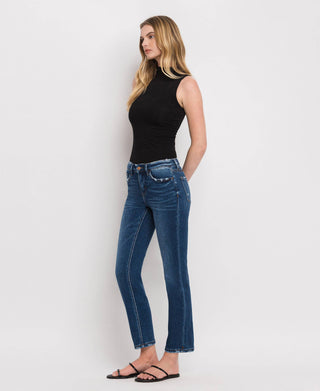 Mid Rise Ankle Slim Straight Jeans / Wax Plant