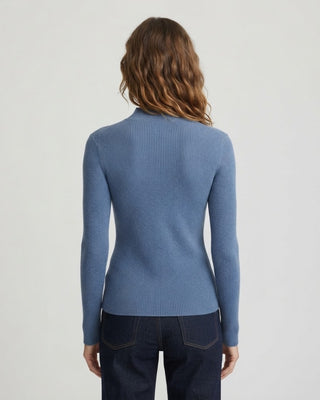 Sandra Mockneck Fitted Cardigan / Dusty Blue
