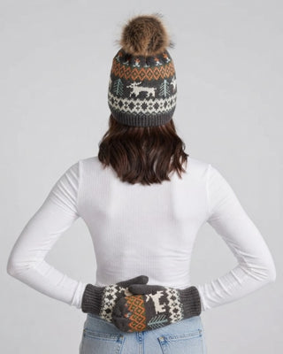 Gray Deer Winter Pattern Mittens