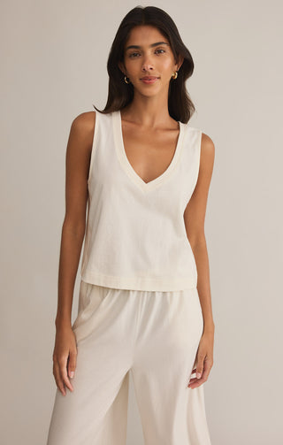 Sloane V-Neck Top / Sea Salt