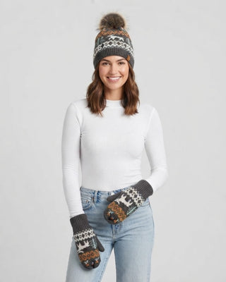 Gray Deer Winter Pattern Mittens