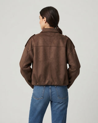 Hannah Faux Suede Bubble Jacket / Cocoa