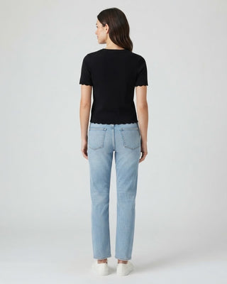 Jenny Scalloped Edge Sweater / Black