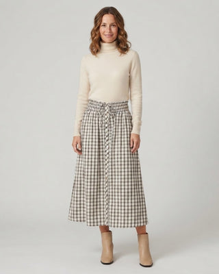 Marley Plaid Midi Skirt / Ivory Black Combo