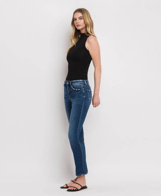 Mid Rise Ankle Slim Straight Jeans / Wax Plant