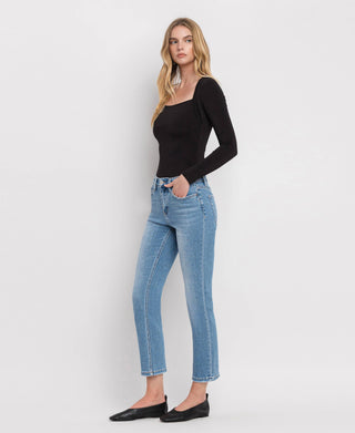 High Rise Crop Slim Straight Jeans /Perfect For Now