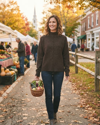 Caro Center Seam Mock Neck Sweater / Cocoa