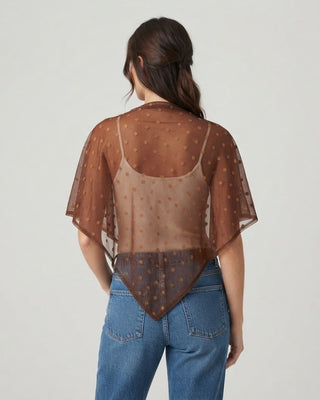 Brielle Handkerchief Shawl Scarf / Brown Dot