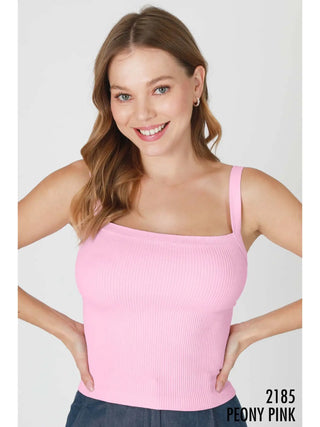 Square Neck Ribbed Tank Top