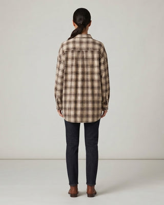 Mari Oversized Plaid Button Down Shirt / Beige Plaid