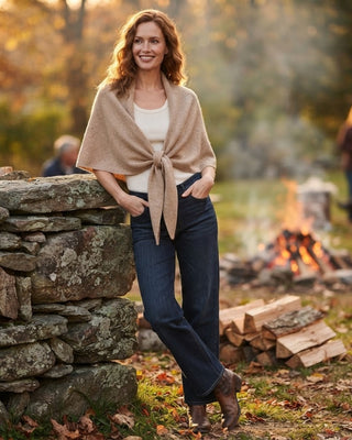 Cashmere Blend Triangle Shawl / Khaki