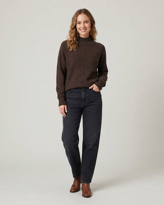 Caro Center Seam Mock Neck Sweater / Cocoa