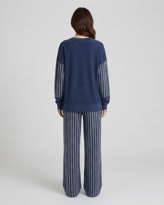 Olivia Terry Stripe Sweat Set / Washed Navy