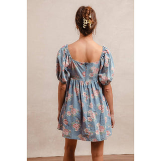 Floral Balloon Sleeve Dress