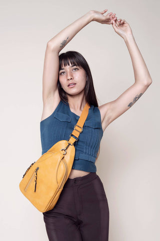 Nikki Dual Compartment Sling Pack Bag: Glacial Blue