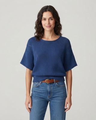 Danielle Pointelle Short Sleeve Sweater / Blue