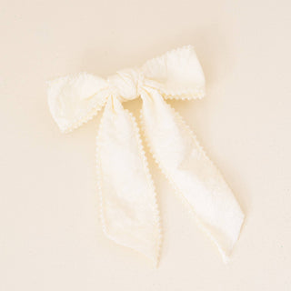 Pearl Hair Bow- Cream