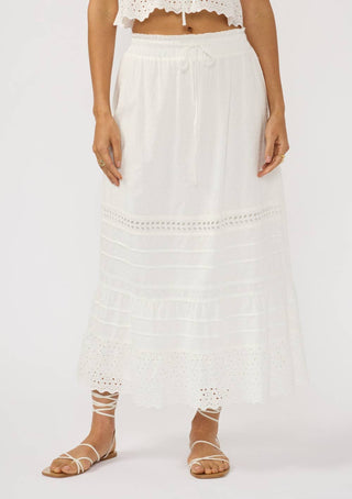Eyelet Hem Pintuck Skirt