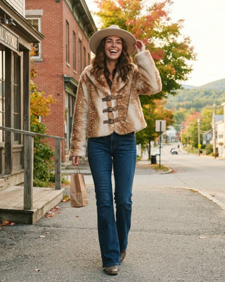 Buckled Faux Fur Jacket / Fawn