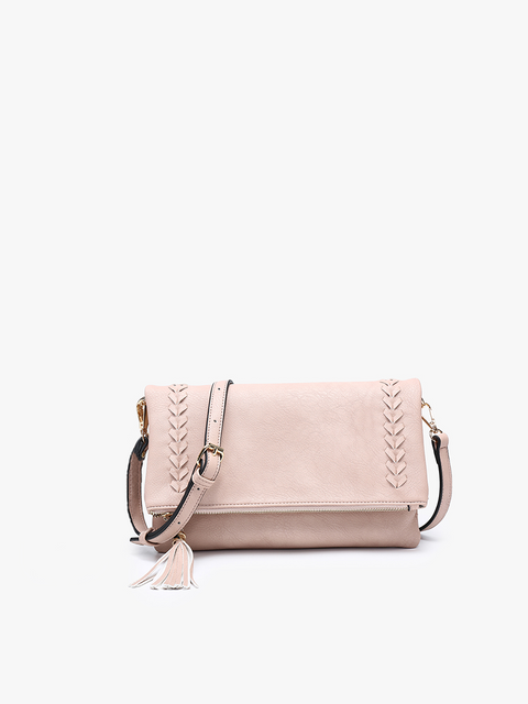 Isadora Distressed Whipstitch Crossbody Mauve