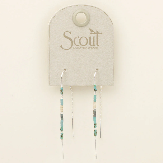 MD004 Chromacolor Miyuki Thread Earring / Turquoise Multi / Silver