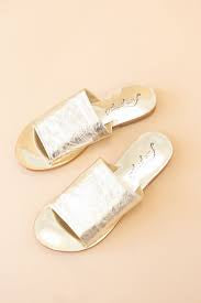 Free People Vicente Slide Sandals Gold