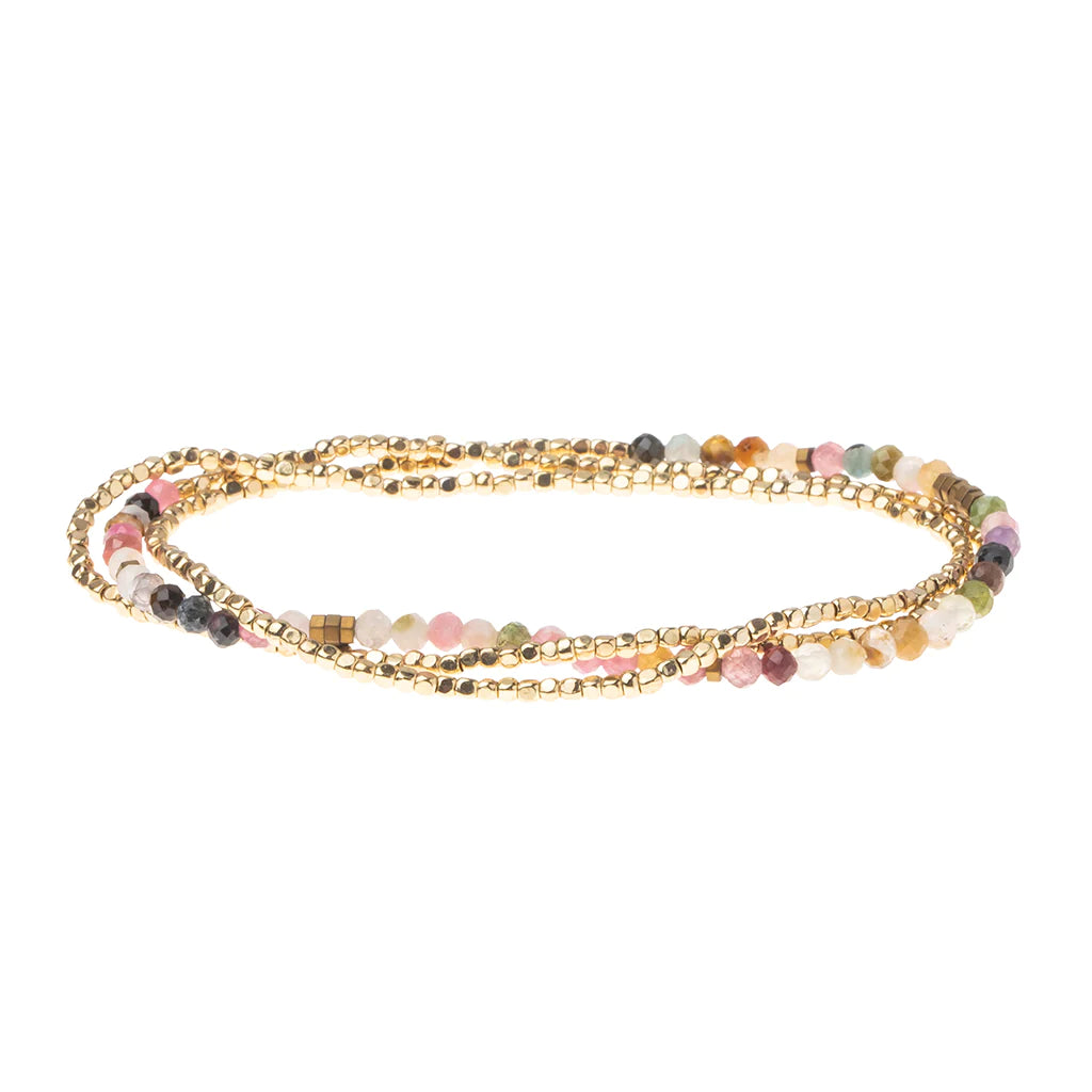 SD019 Delicate Bracelet Necklace Tourmaline Gold