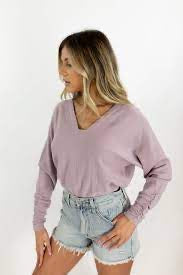 Ava Ruched Sleeve Sweater Violet