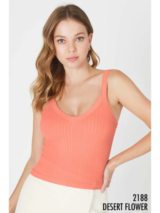 Deep V-Neck Ribbed Top