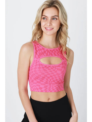 Checkered Cutout Crop Top
