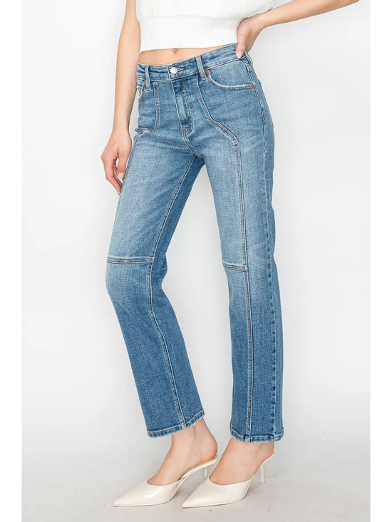 Western Detailing High Rise Straight Leg Jeans