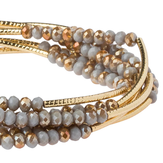 BR038 Wrap Bracelet / Necklace Silver Lining / Gold